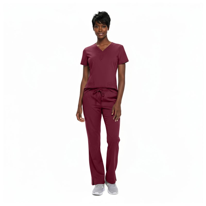 Natural Uniforms طقم سكراب ياقه على شكل Y للنساء من ناتشورال يونيفورمز (برغندي، متوسط) - Image 4